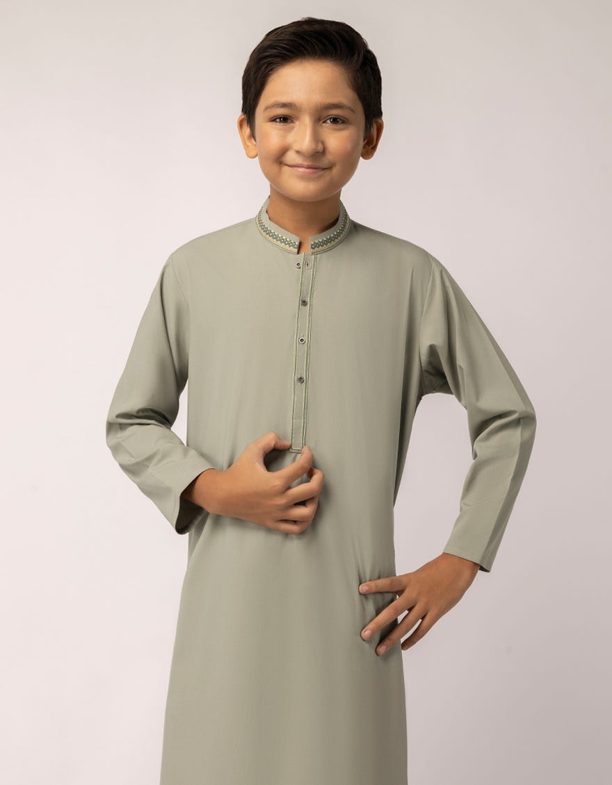 CEMENT GREEN SEMI FORMAL KAMEEZ SHALWAR