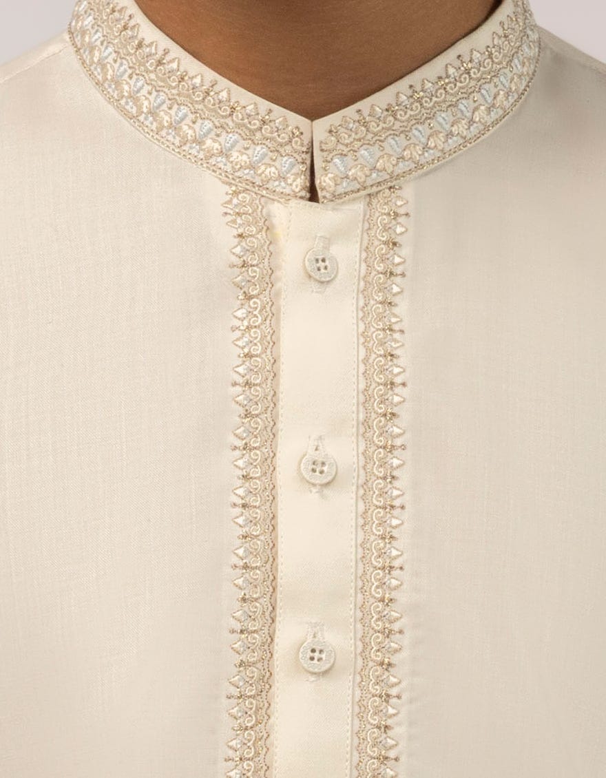 OFF WHITE SEMI FORMAL KAMEEZ SHALWAR
