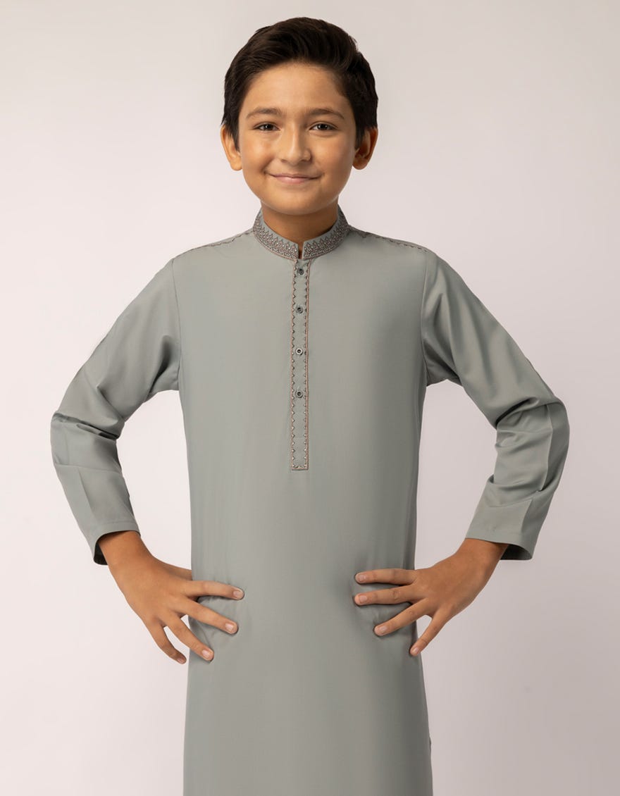 LIGHT GREY SEMI FORMAL KAMEEZ SHALWAR