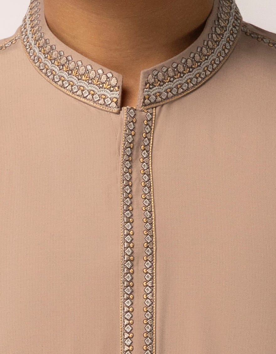 LIGHT BROWN SEMI FORMAL KAMEEZ SHALWAR
