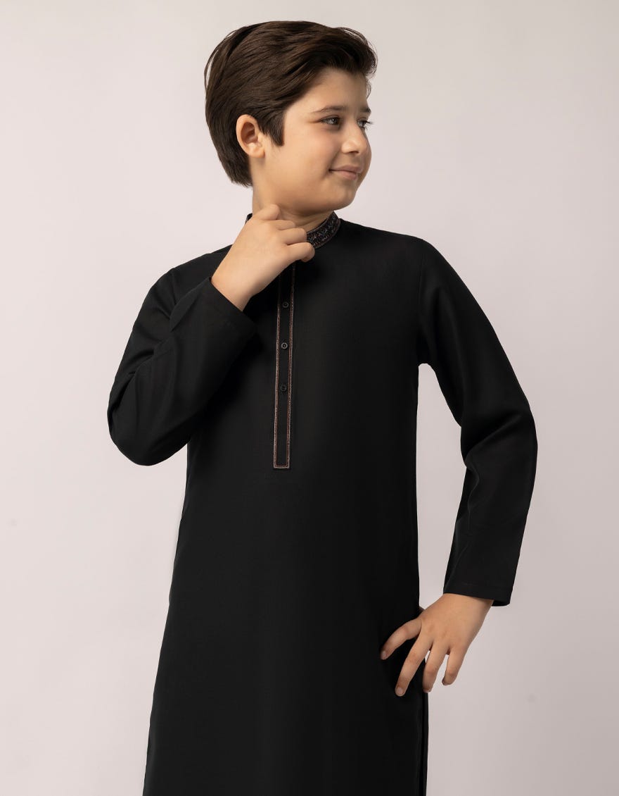 BLACK SEMI-FORMAL KAMEEZ SHALWAR
