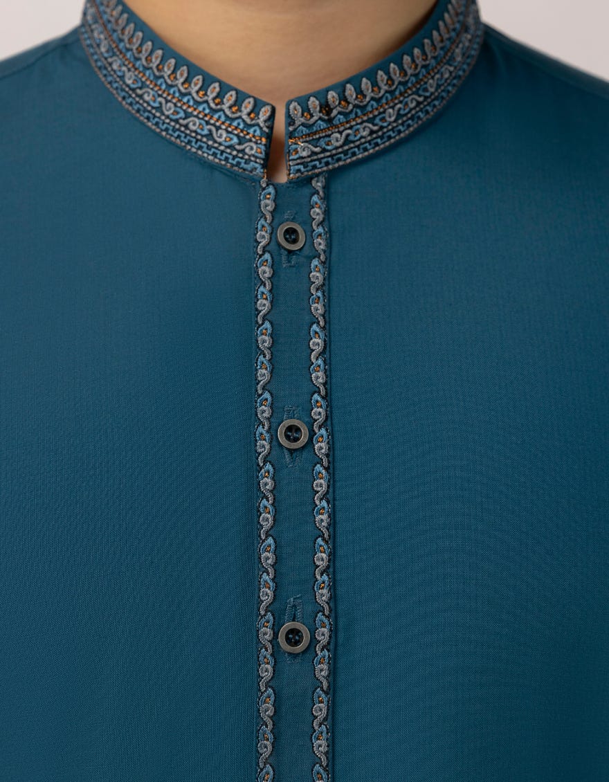 TEAL BLENDED FORMAL KAMEEZ SHALWAR