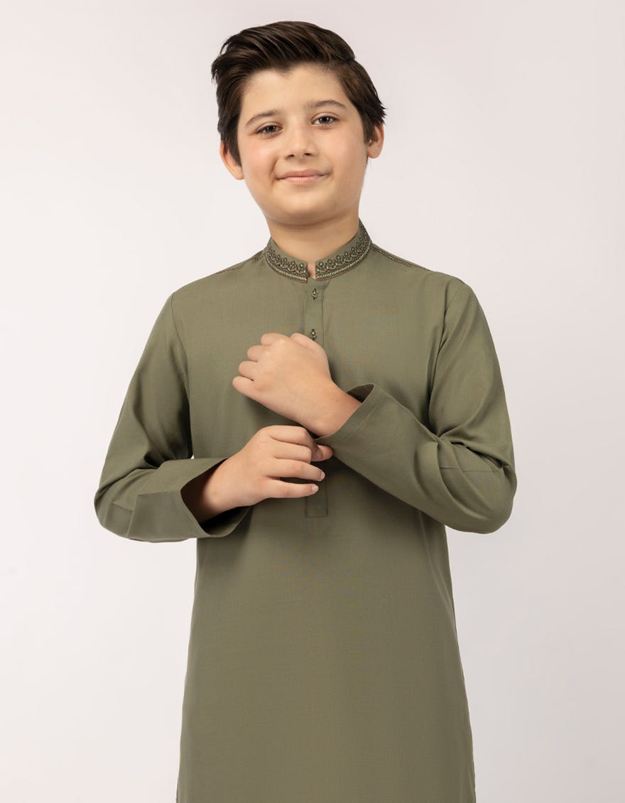 DULL GREEN KURTA TROUSERS