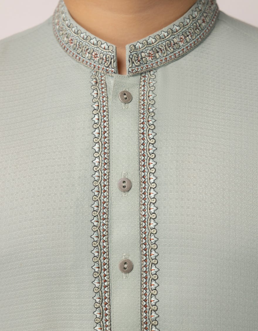 POWDER GREEN SEMI FORMAL KAMEEZ SHALWAR