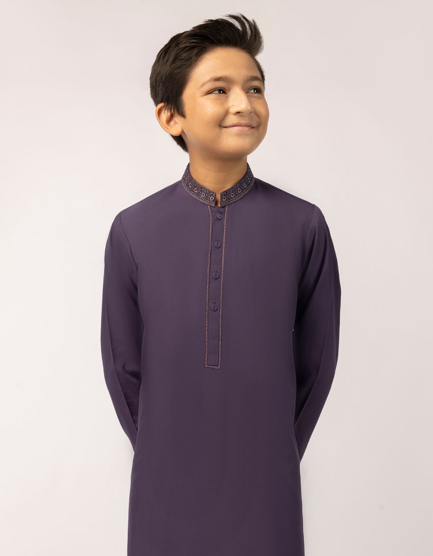 PURPLE BLENDED SEMI-FORMAL KURTA TROUSERS
