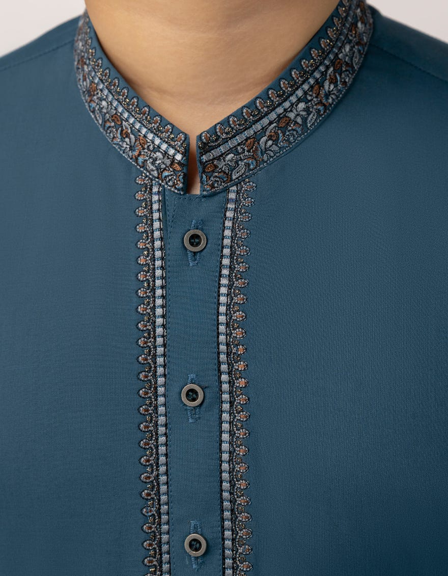 BLUE SEMI FORMAL KAMEEZ SHALWAR