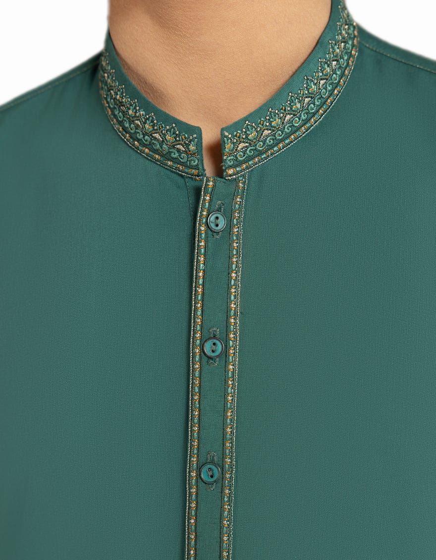 GREEN SEMI-FORMAL KAMEEZ SHALWAR