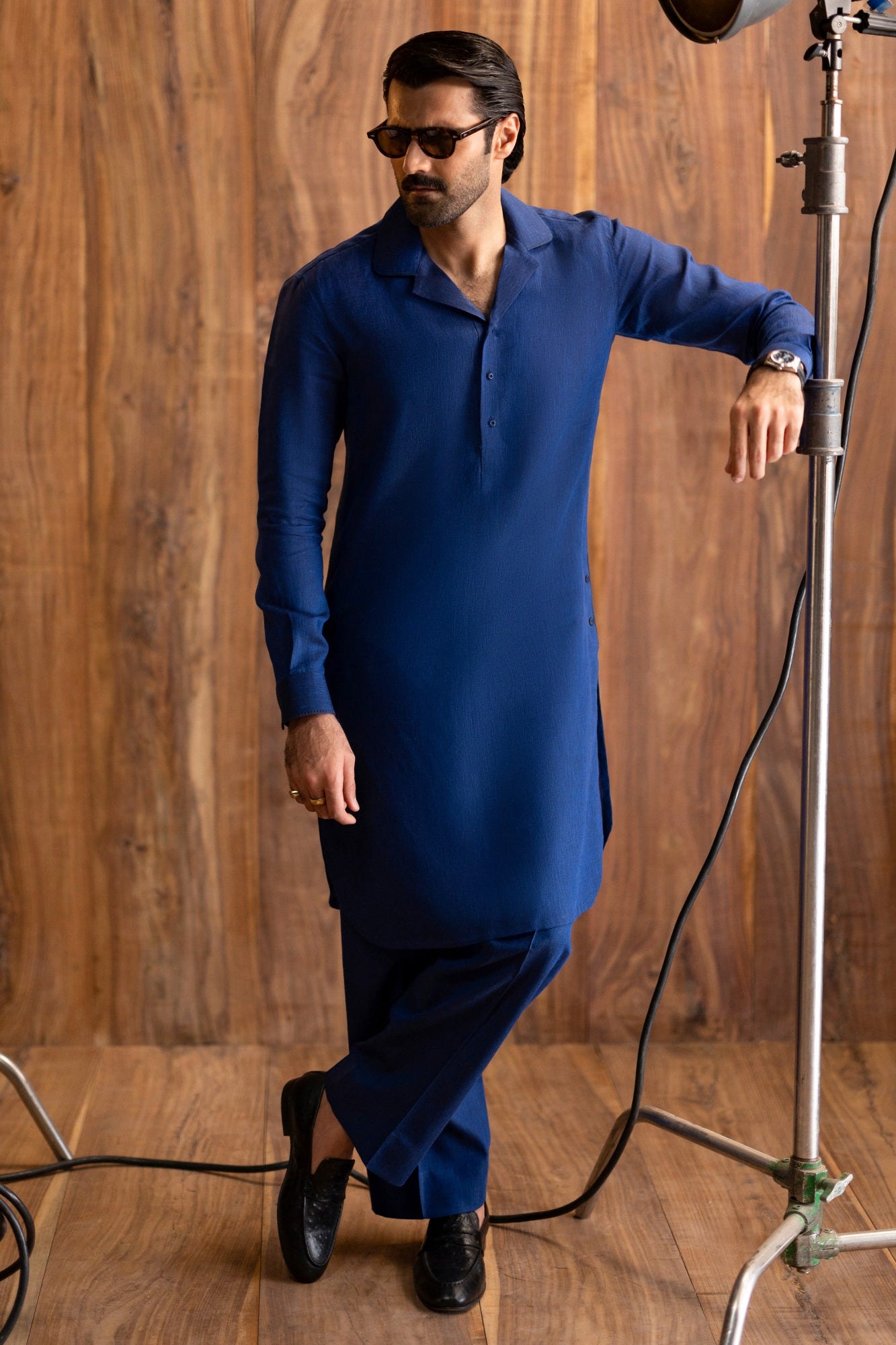 FLENSBURG - ROYAL BLUE LINEN KURTA TROUSER