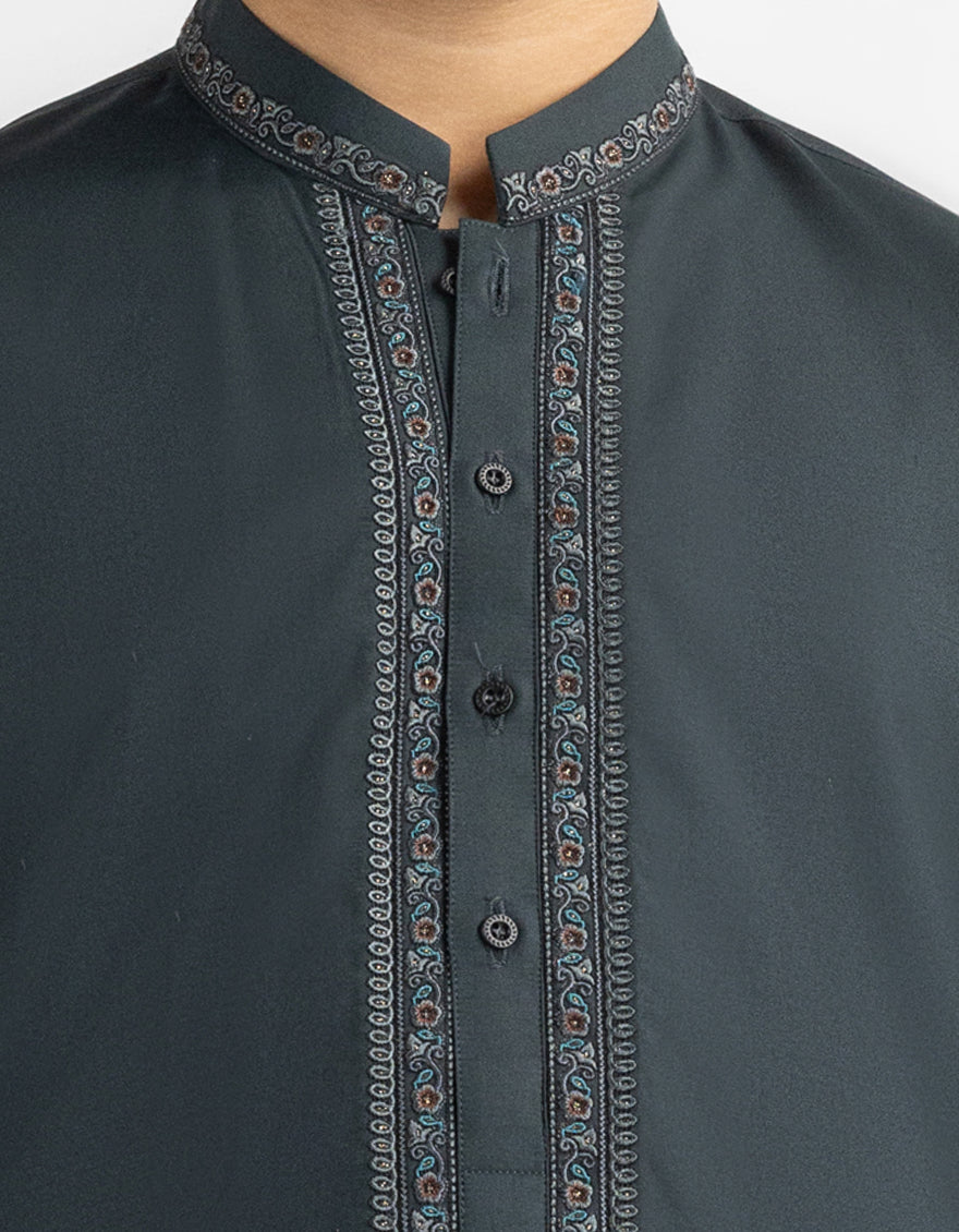 DEEP GREEN SEMI-FORMAL KAMEEZ SHALWAR