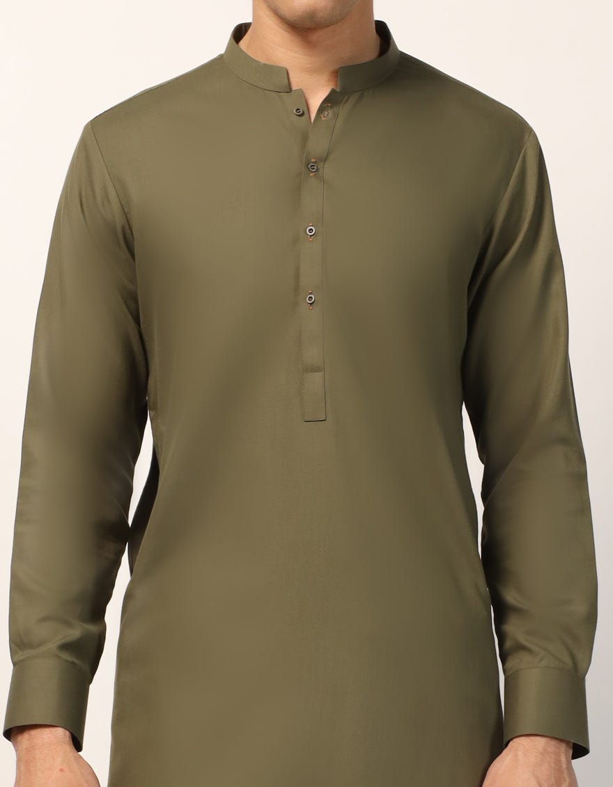 MEHNDI GREEN CASUAL KAMEEZ SHALWAR