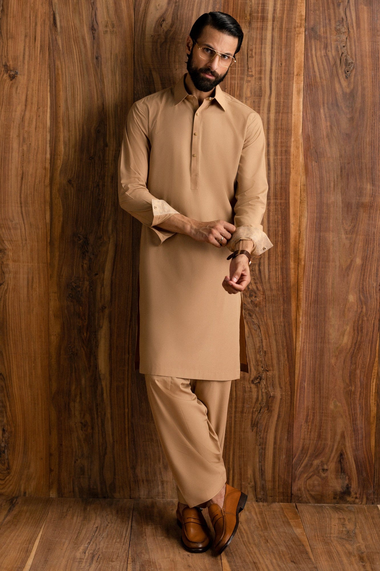 SAINT LUCIA - SAND BROWN EXCLUSIVE KAMEEZ SHALWAR