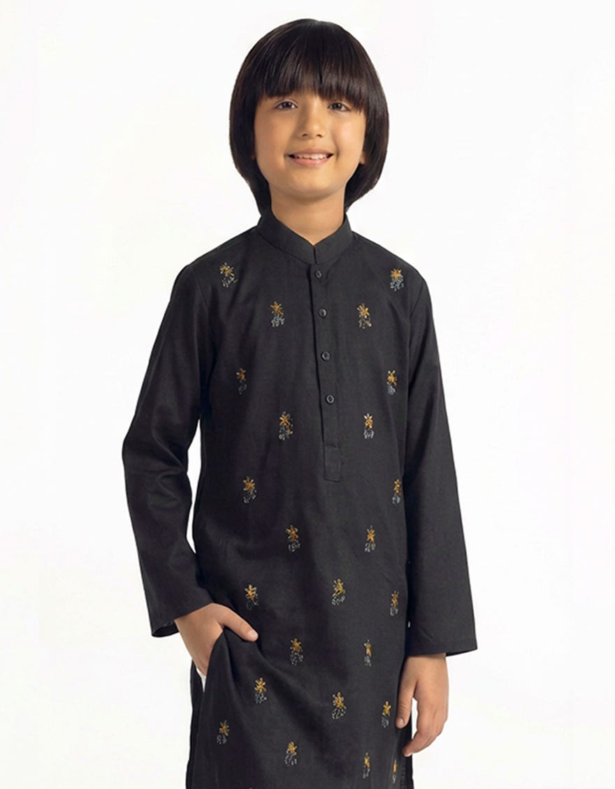 BLACK COTTON FORMAL KURTA