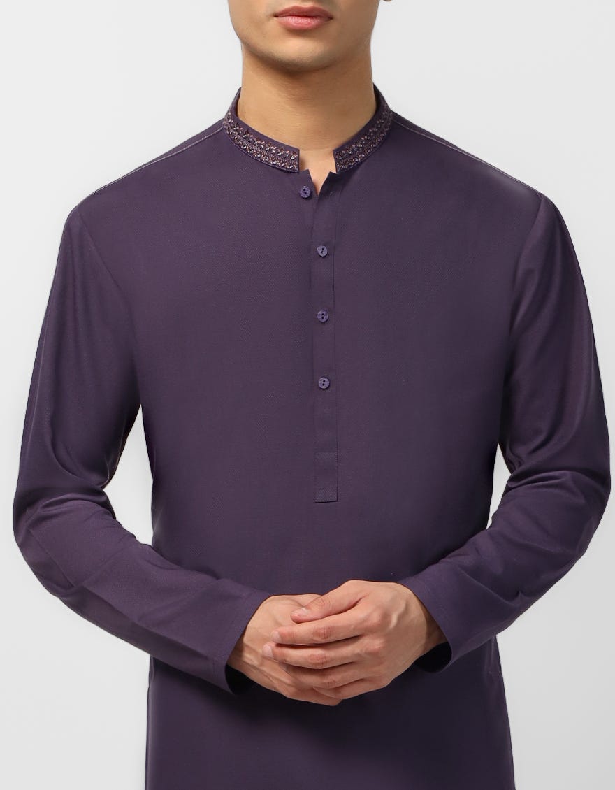 PURPLE SEMI-FORMAL KAMEEZ SHALWAR