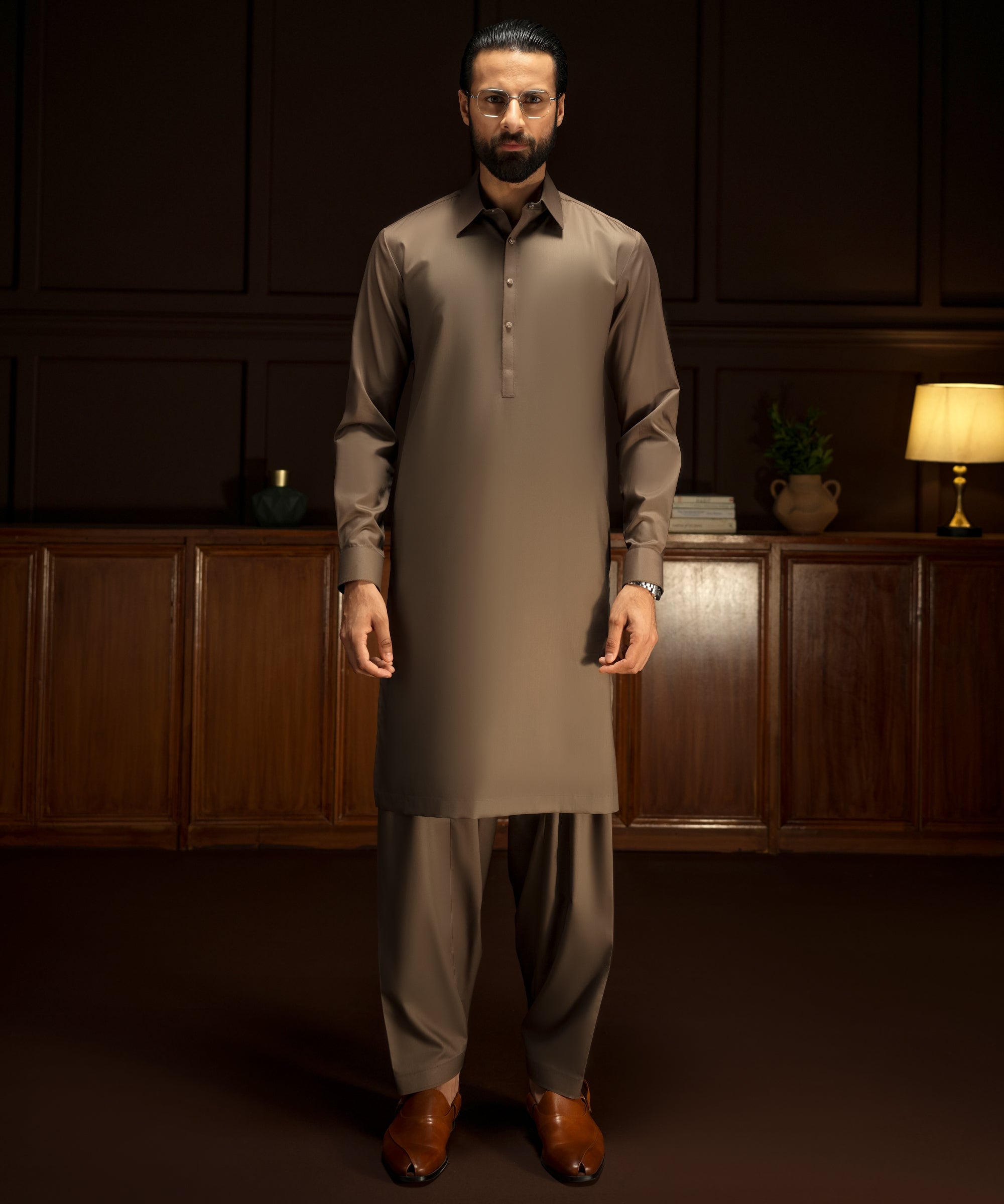 LOS-CABOS - Chocolate Cotton Kameez Shalwar