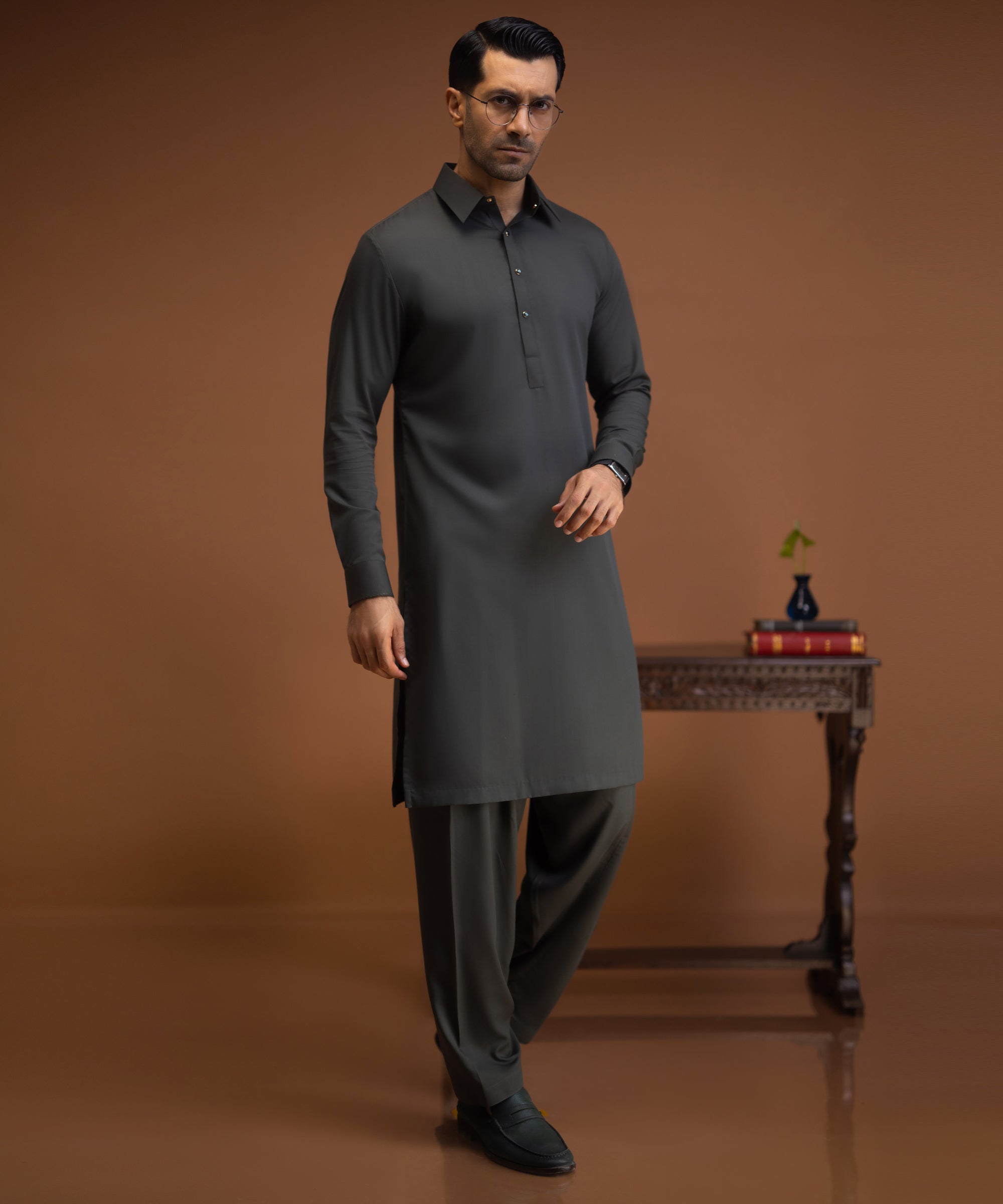 LYON - Olive Kameez Shalwar