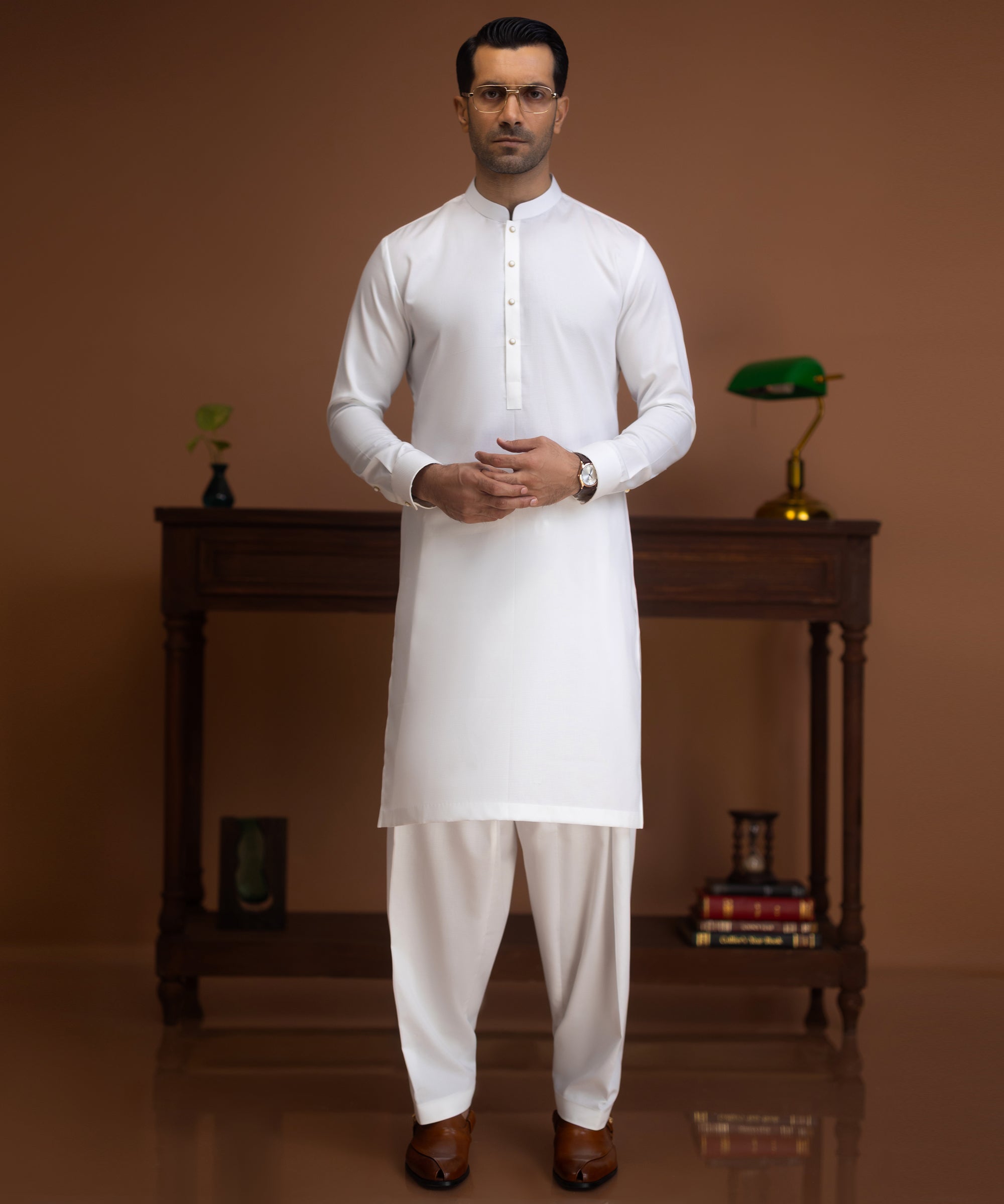 SALO - Off White Cotton Kameez Shalwar