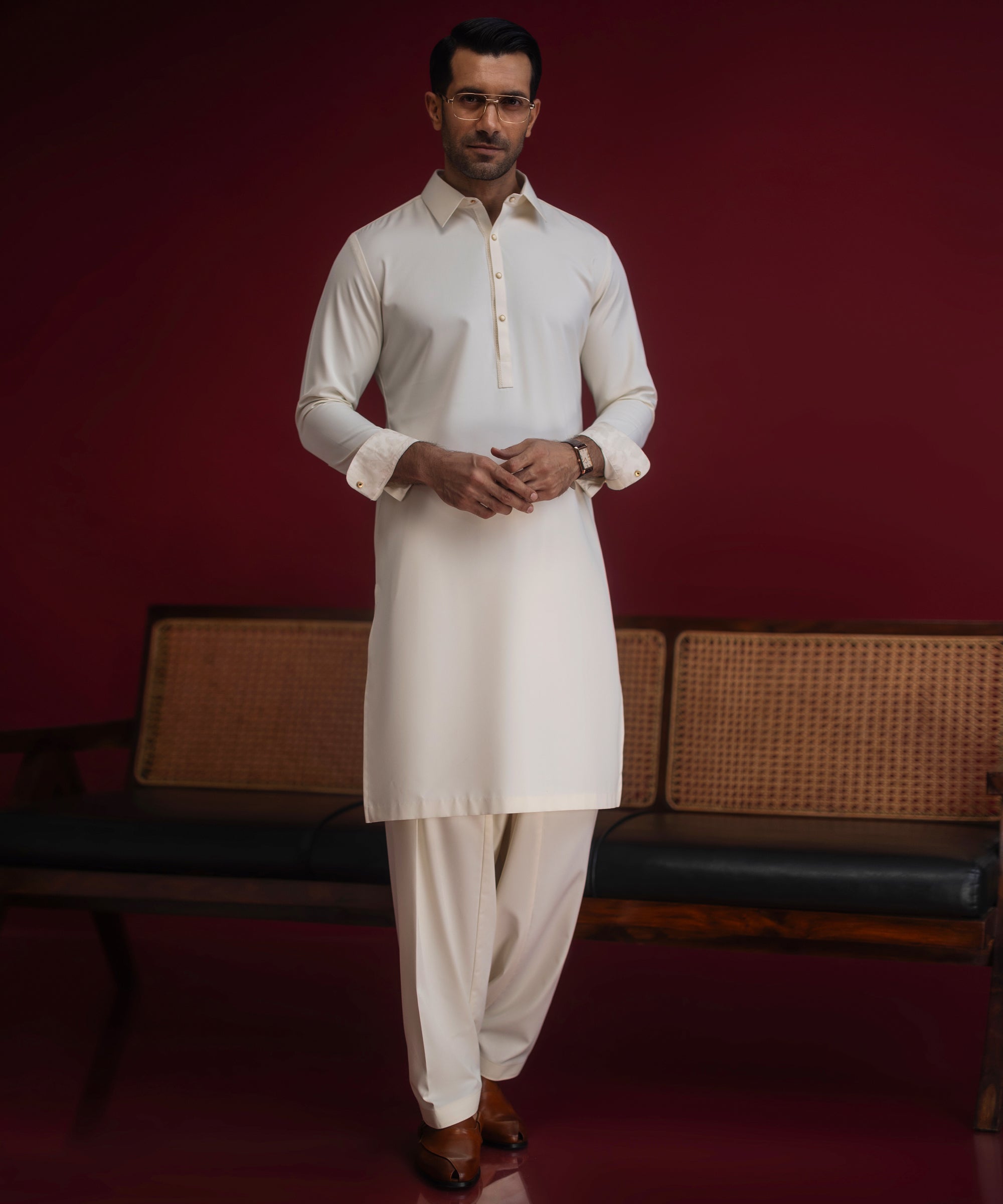KULFAO - Cream Kameez Shalwar