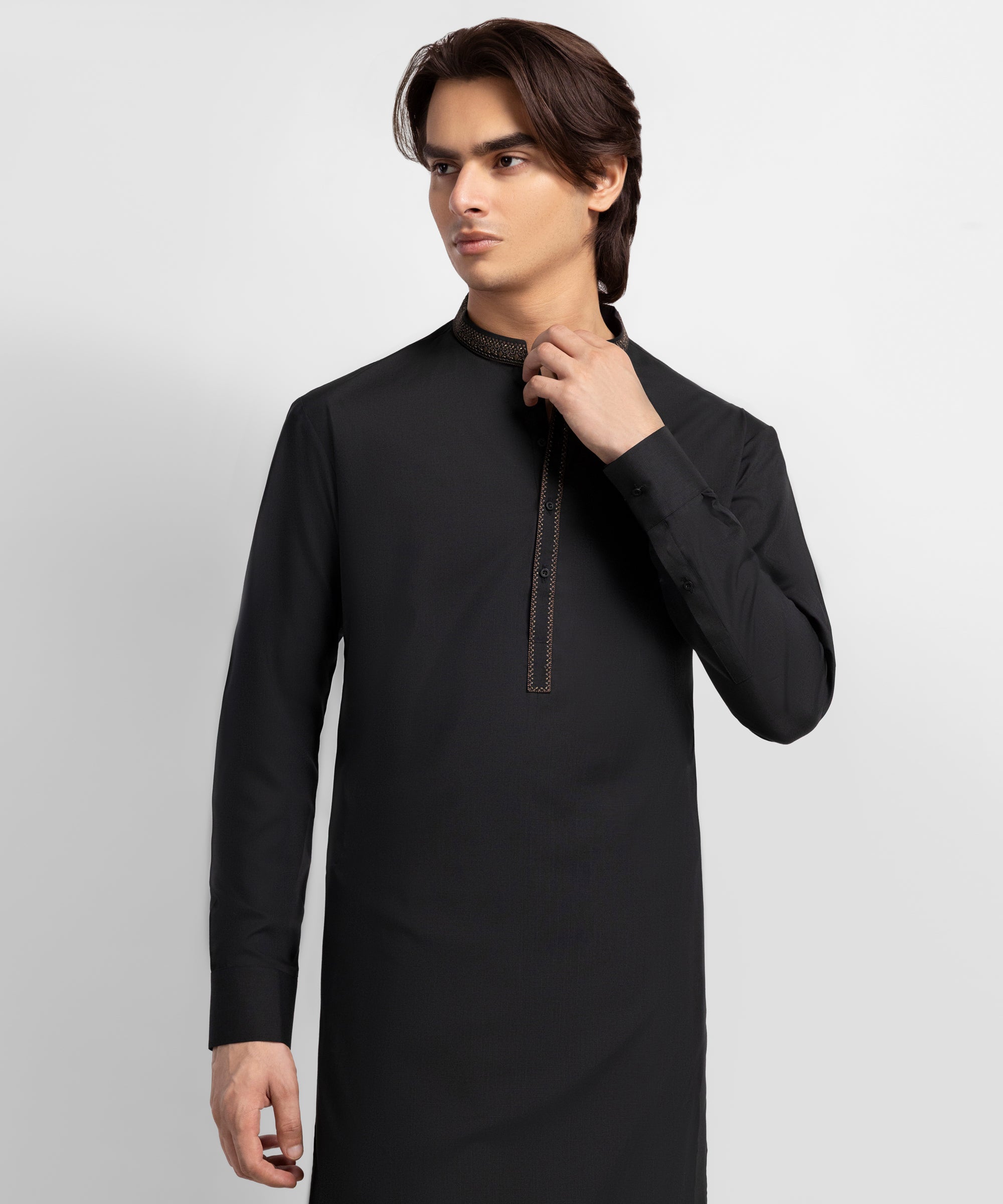 Black Semi-Formal Kameez Shalwar