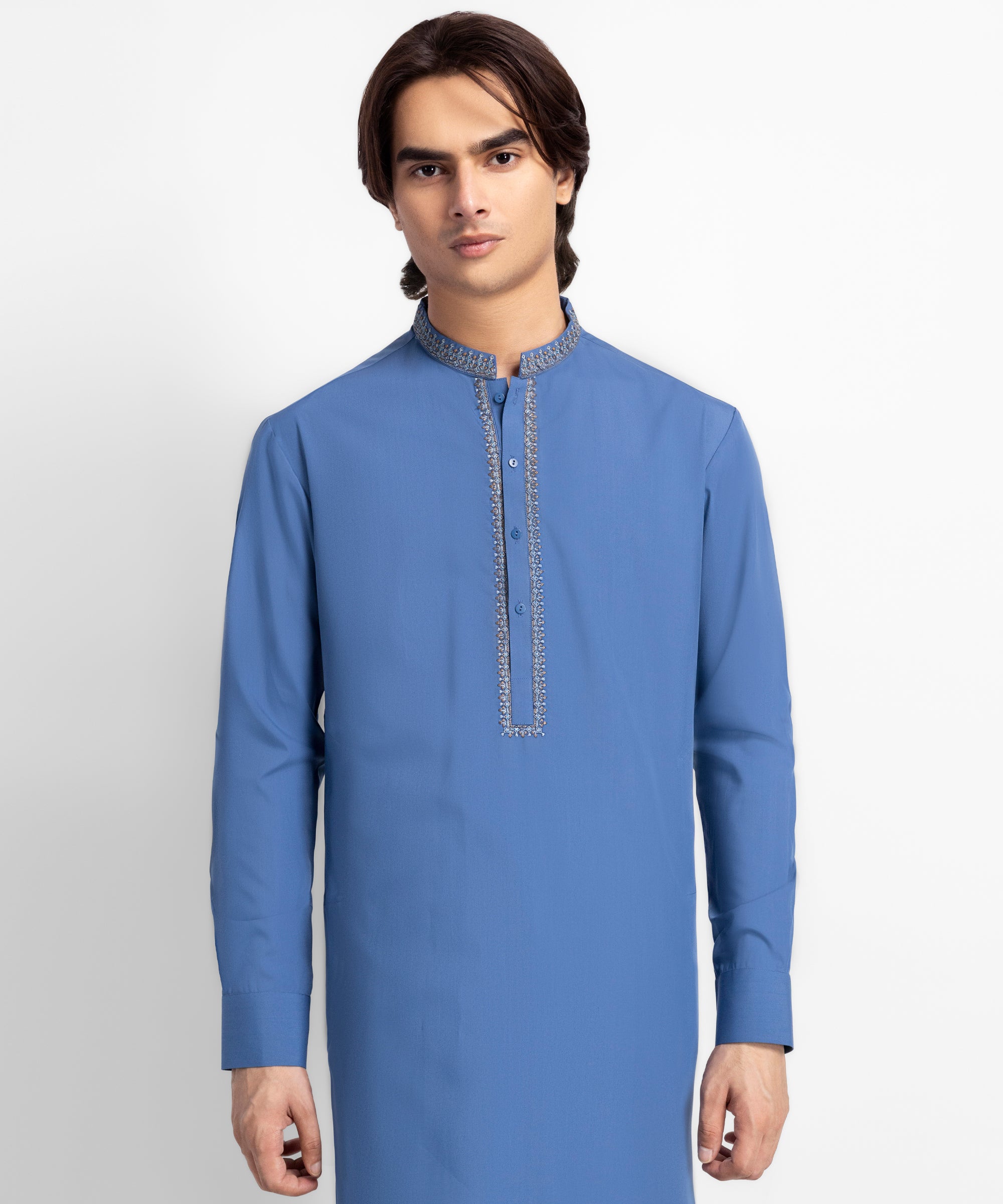 Blue Semi-Formal Kameez Shalwar