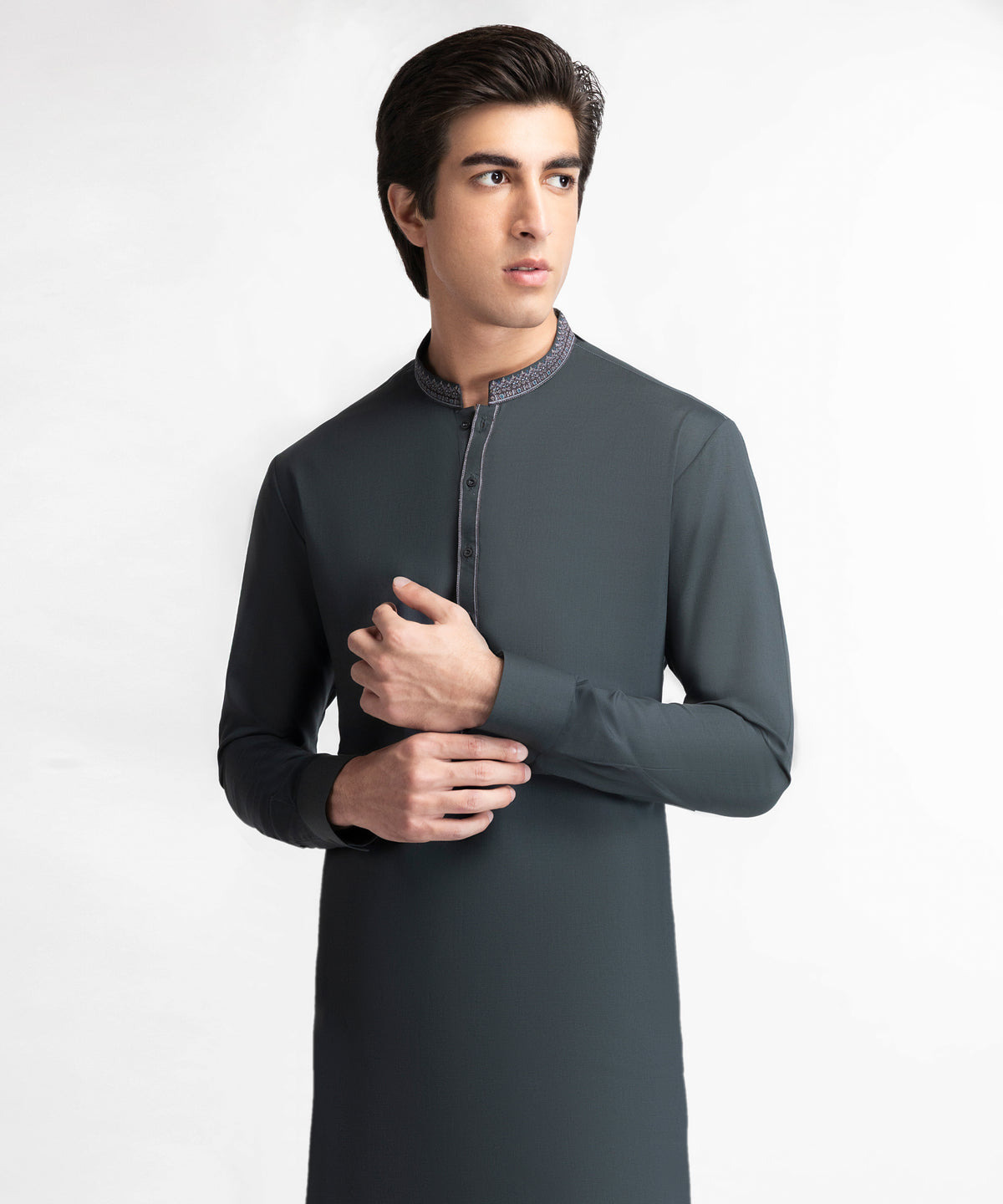 DARK GREEN SEMI-FORMAL KURTA TROUSERS