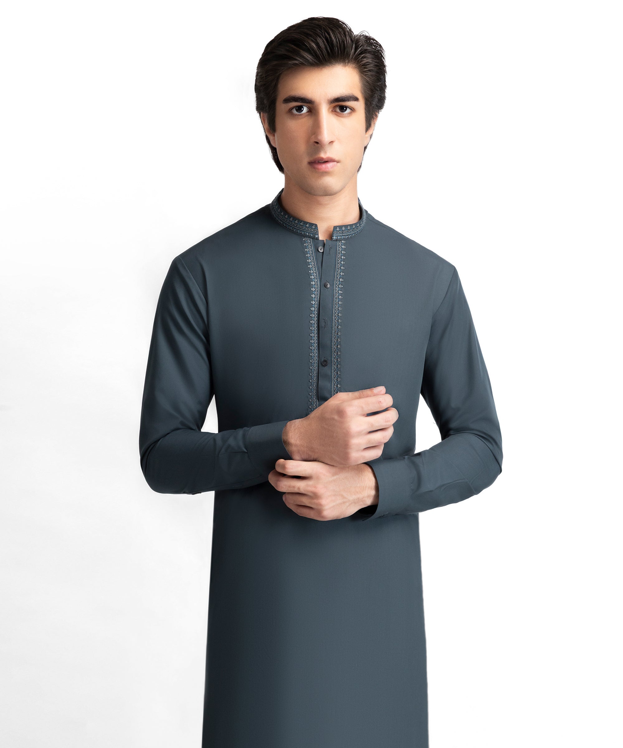 DARK GREEN SEMI-FORMAL KAMEEZ SHALWAR