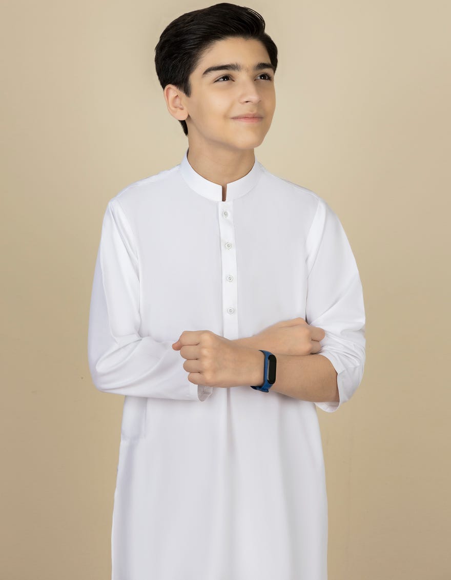 White Blended Kameez Shalwar