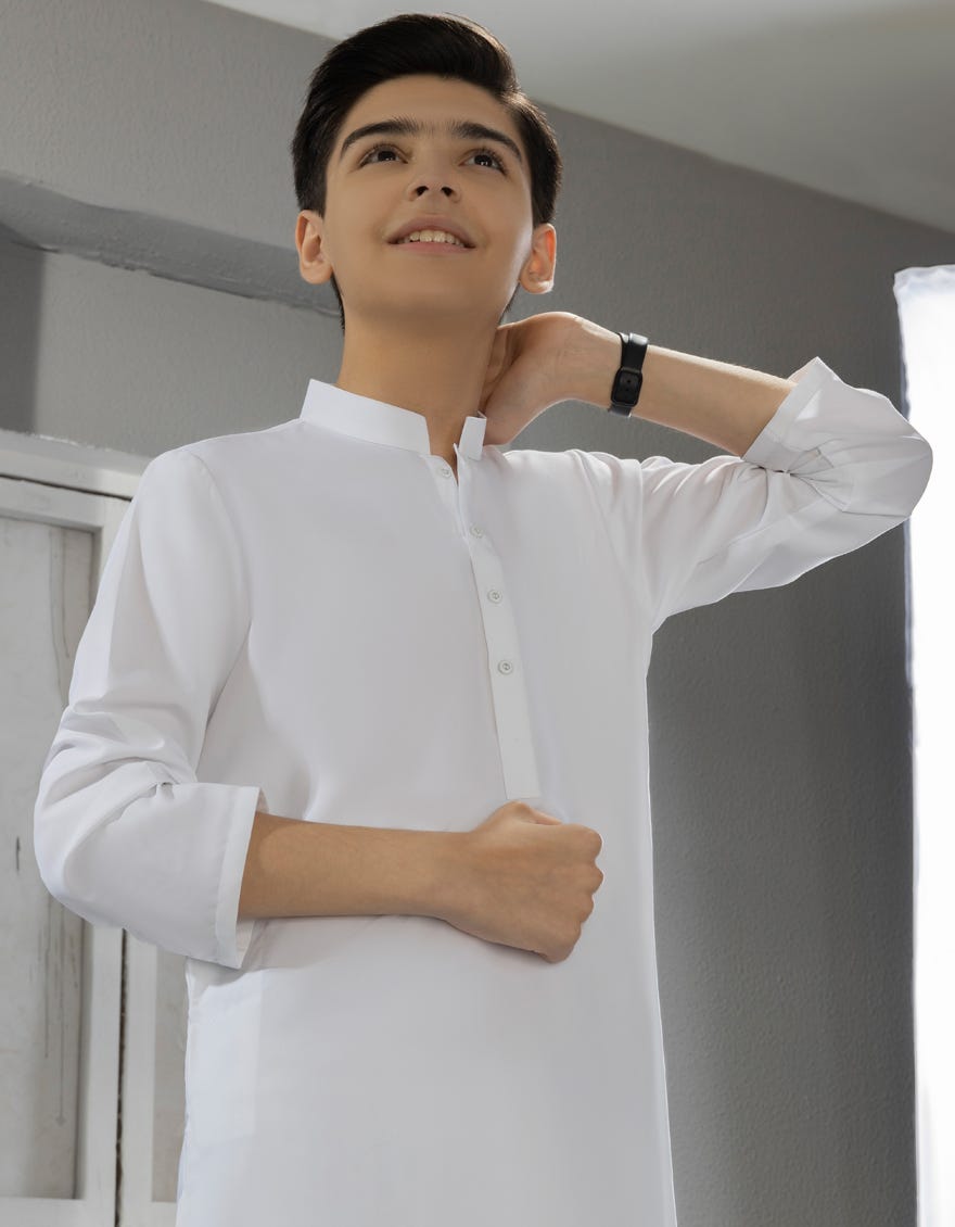 White Blended Kurta Shalwar