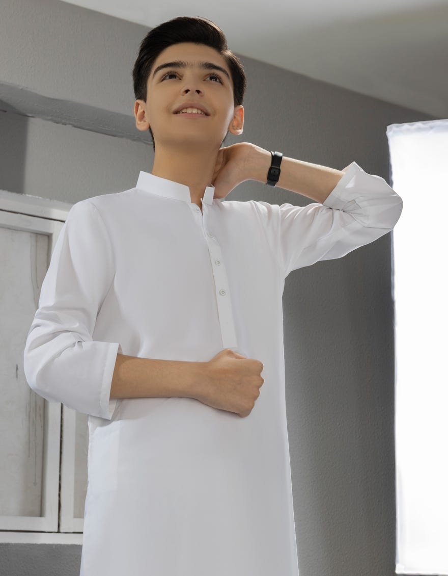 White Blended Kameez Shalwar