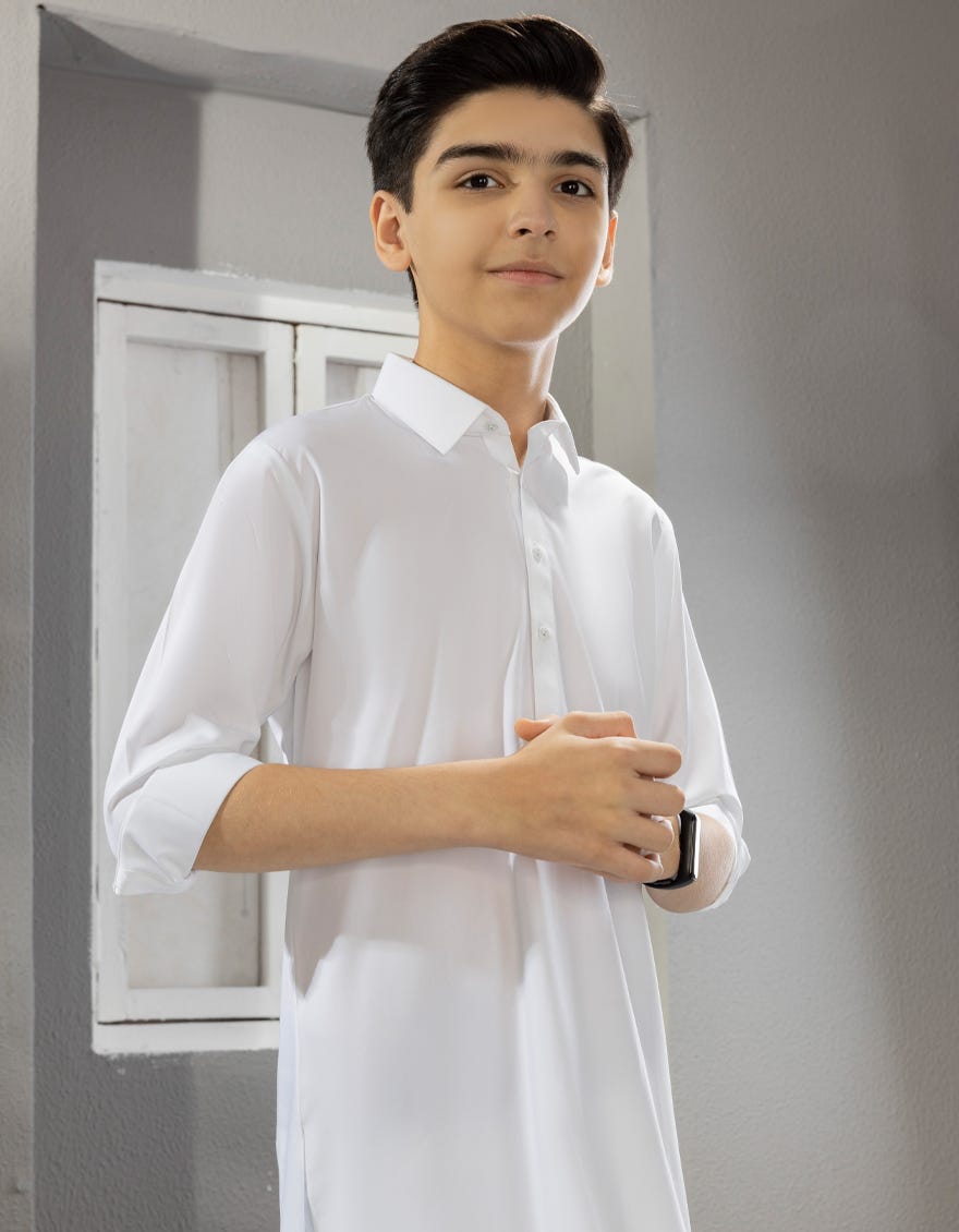 White Blended Kameez Shalwar