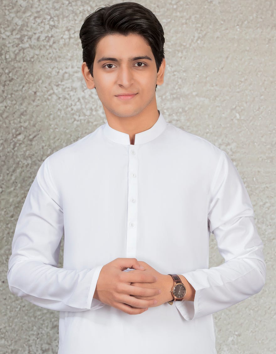 White Blended Kameez Shalwar