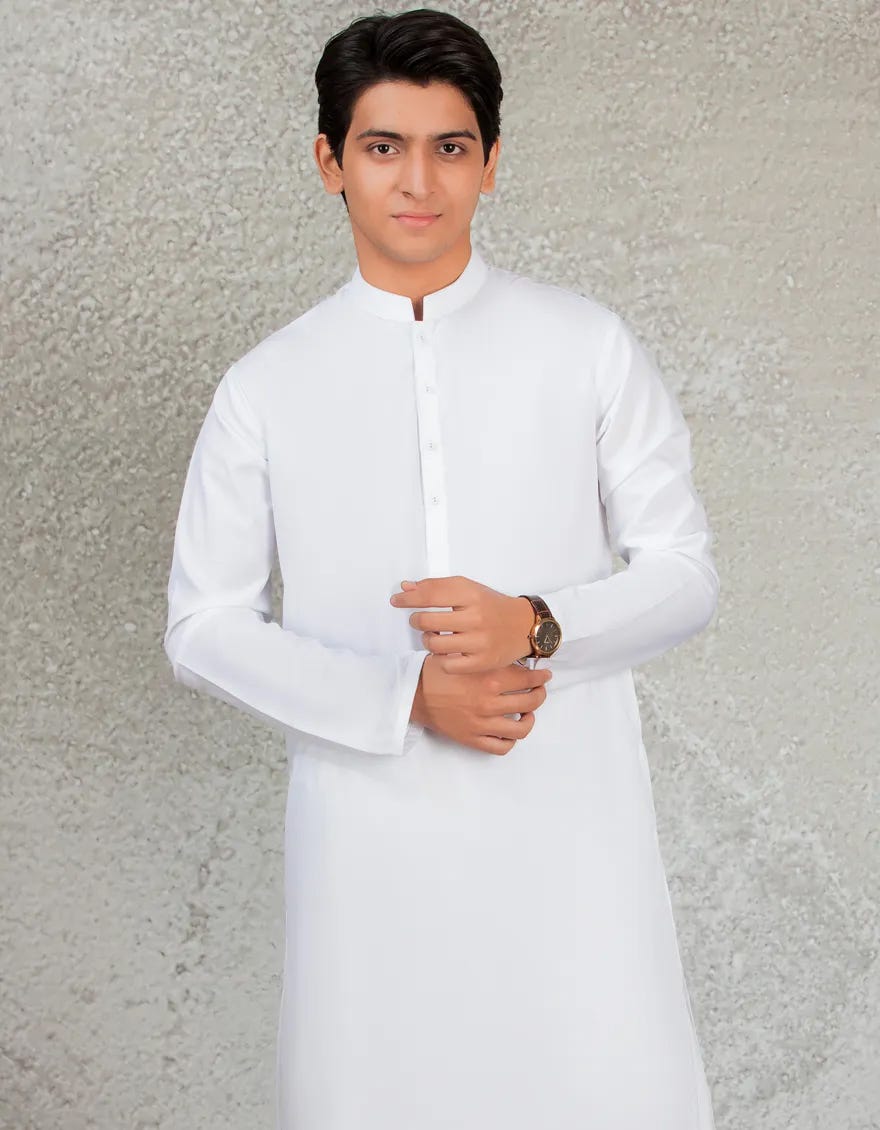 White Blended Kameez Shalwar