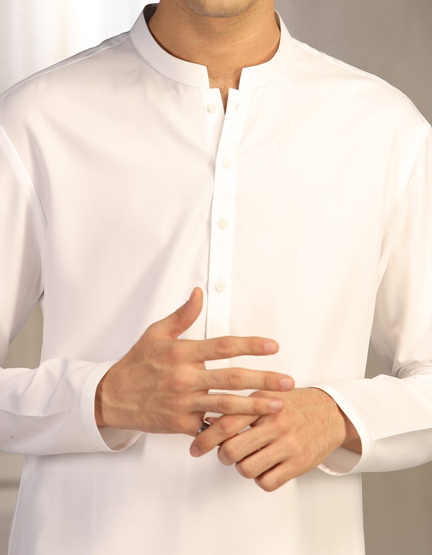 White Blended Kameez Shalwar