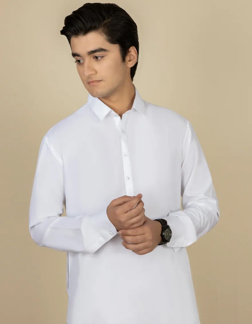 WHITE PLAIN KAMEEZ SHALWAR