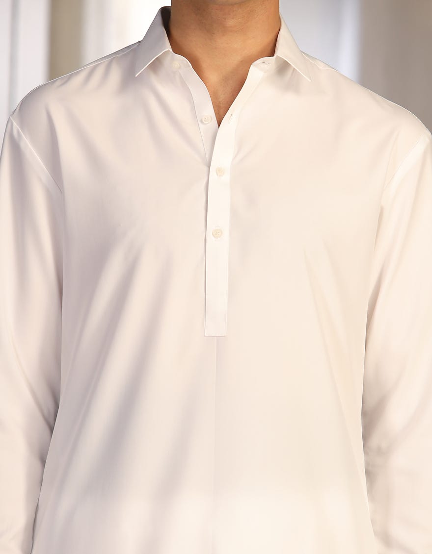 White Blended Kameez Shalwar