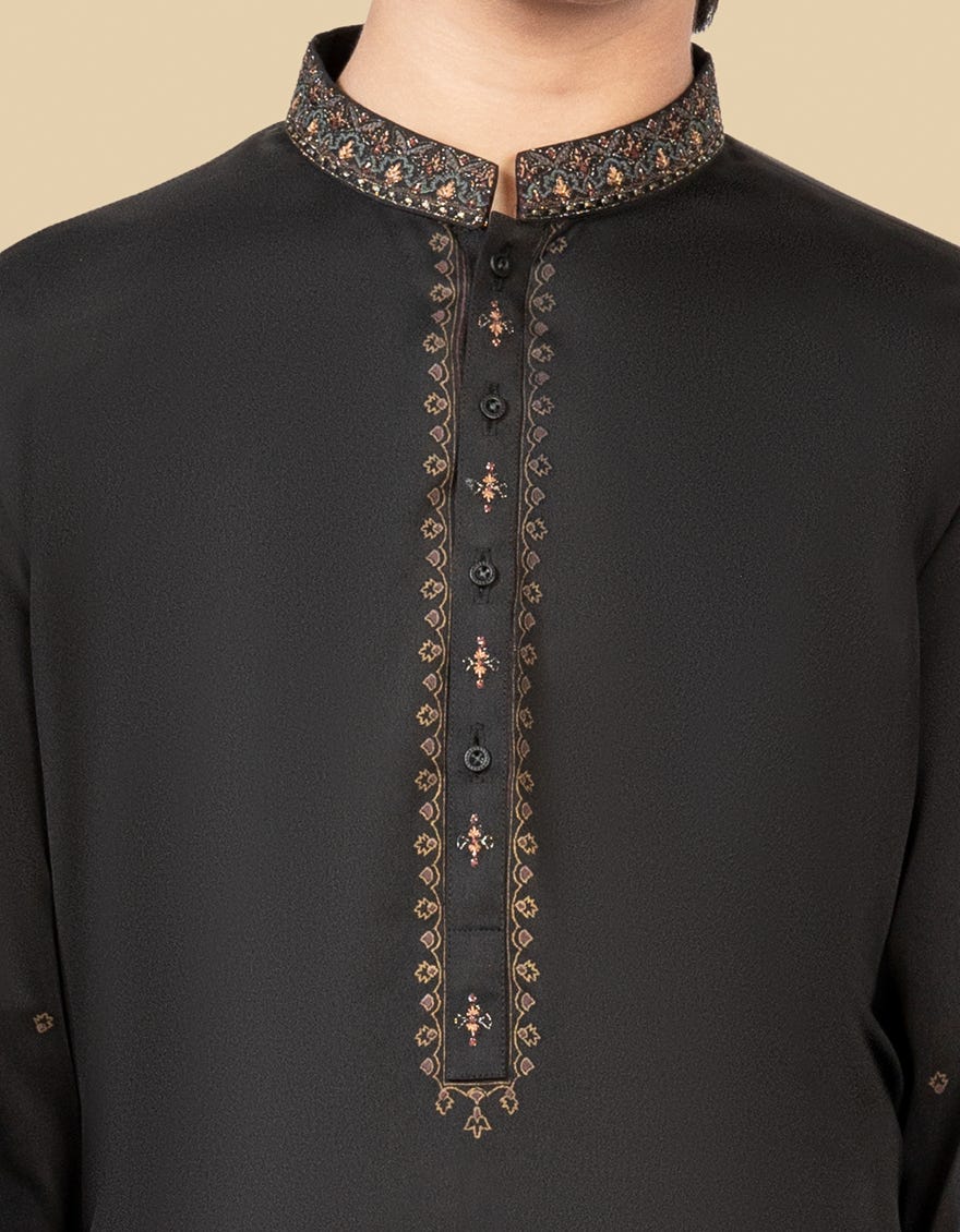 BLACK POLYESTER KURTA | JCK-SP-41095