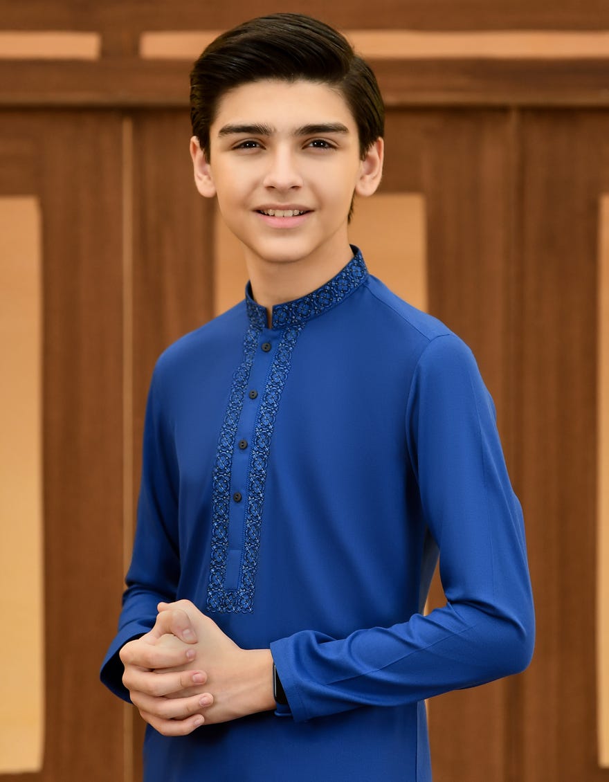 ELECTRIC BLUE BLENDED KAMEEZ SHALWAR | JCKS-S-41181