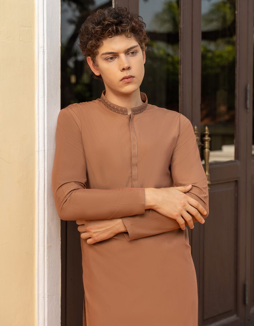 RUST BLENDED KURTA | JTK-A-41237