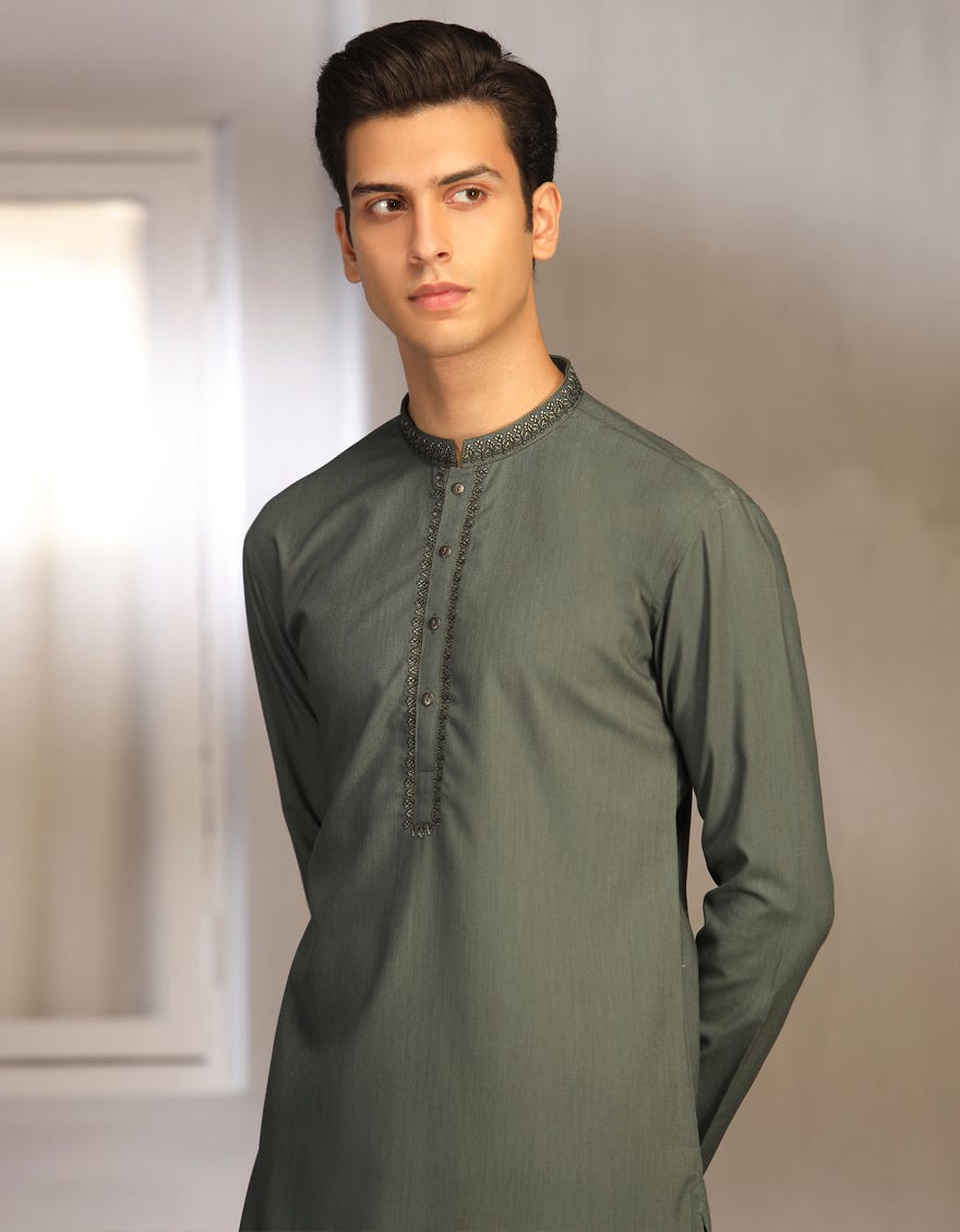 FOREST GREEN BLENDED KAMEEZ SHALWAR | JTKS-A-41248