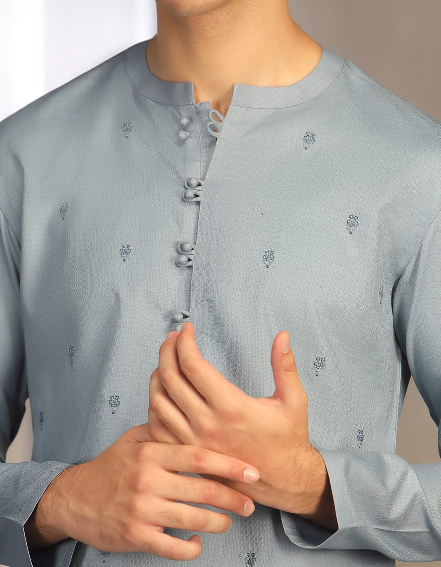 PALE BLUE COTTON KAMEEZ SHALWAR | JTKS-S-41256