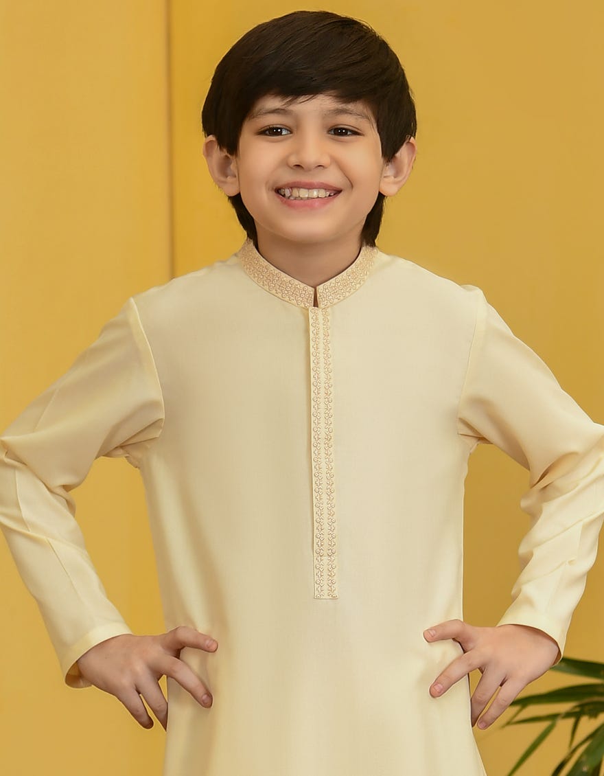CREAM BLENDED KAMEEZ SHALWAR | JCKS-S-41260