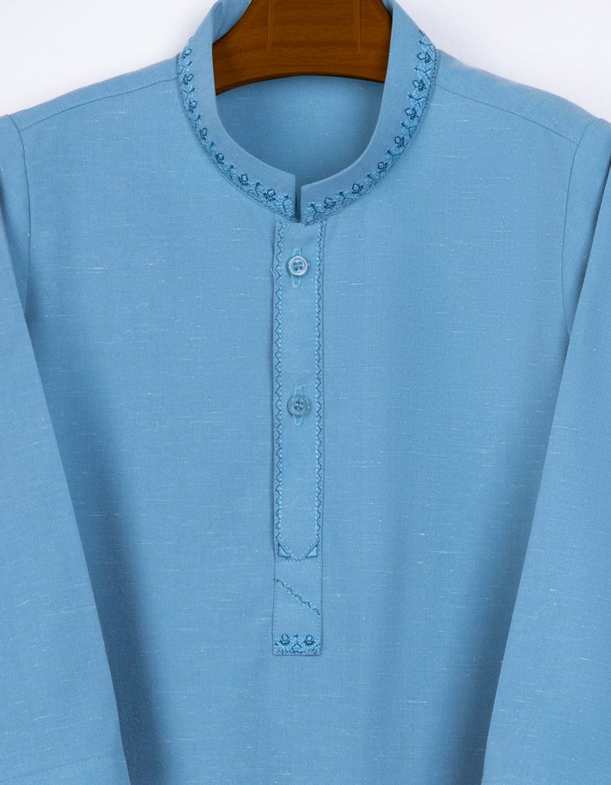 SKY BLUE BLENDED KAMEEZ SHALWAR | JJIKS-S-41262
