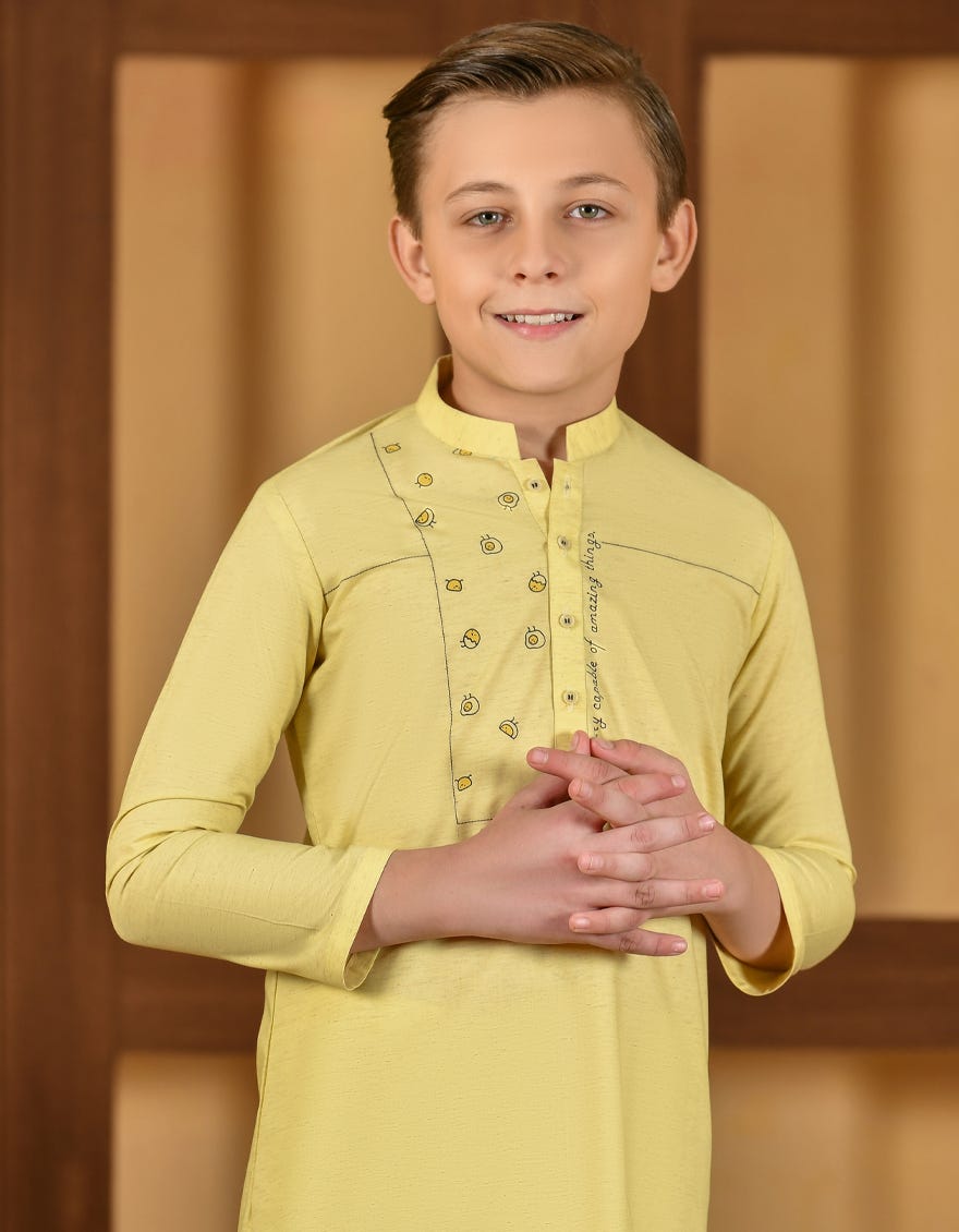 LEMON YELLOW BLENDED KURTA | JCK-S-41263