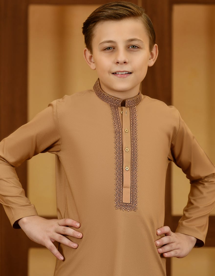 BISCUIT BROWN COTTON KAMEEZ SHALWAR | JCKS-S-41265