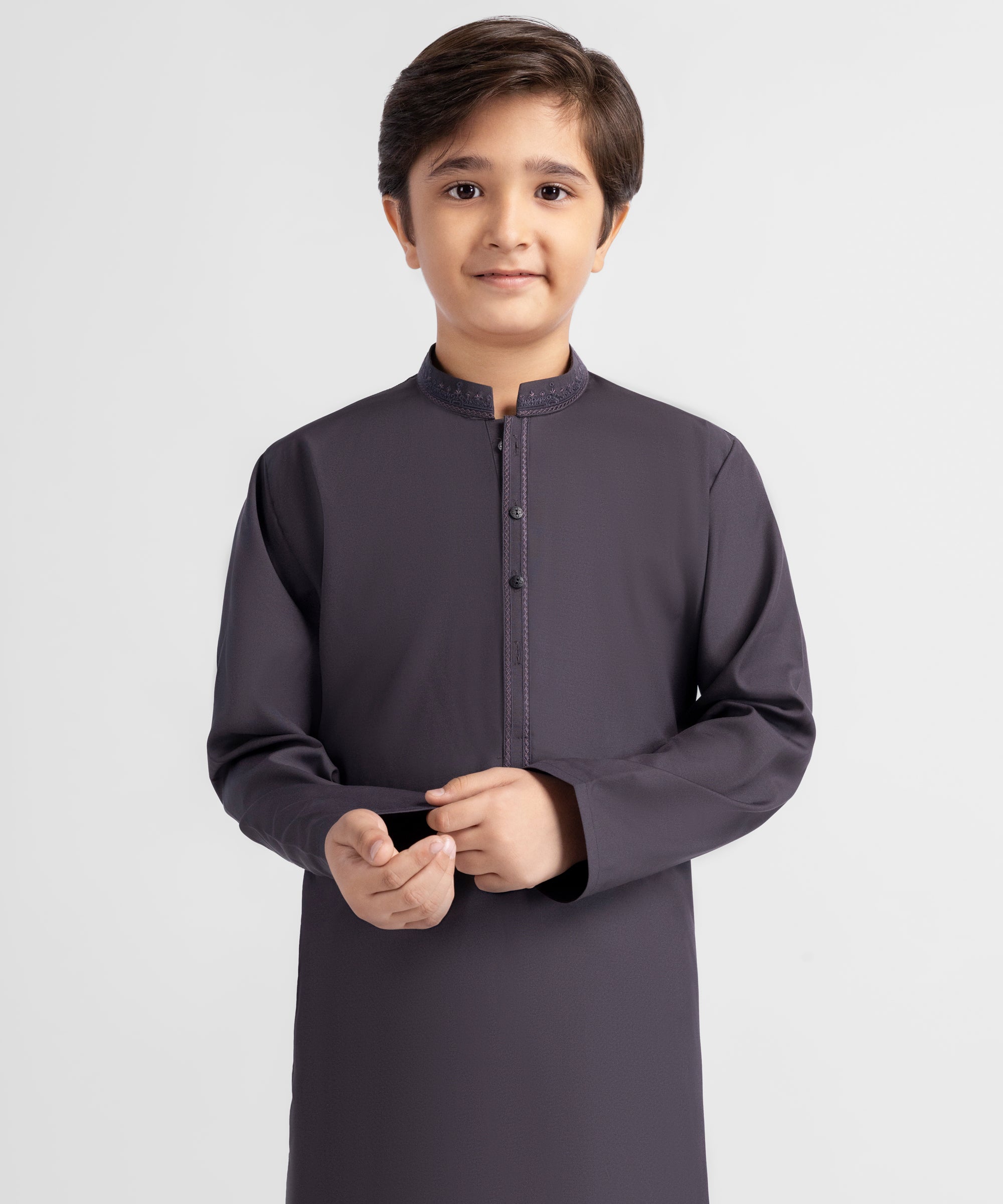 Dark Grey Semi-Formal Kameez Shalwar