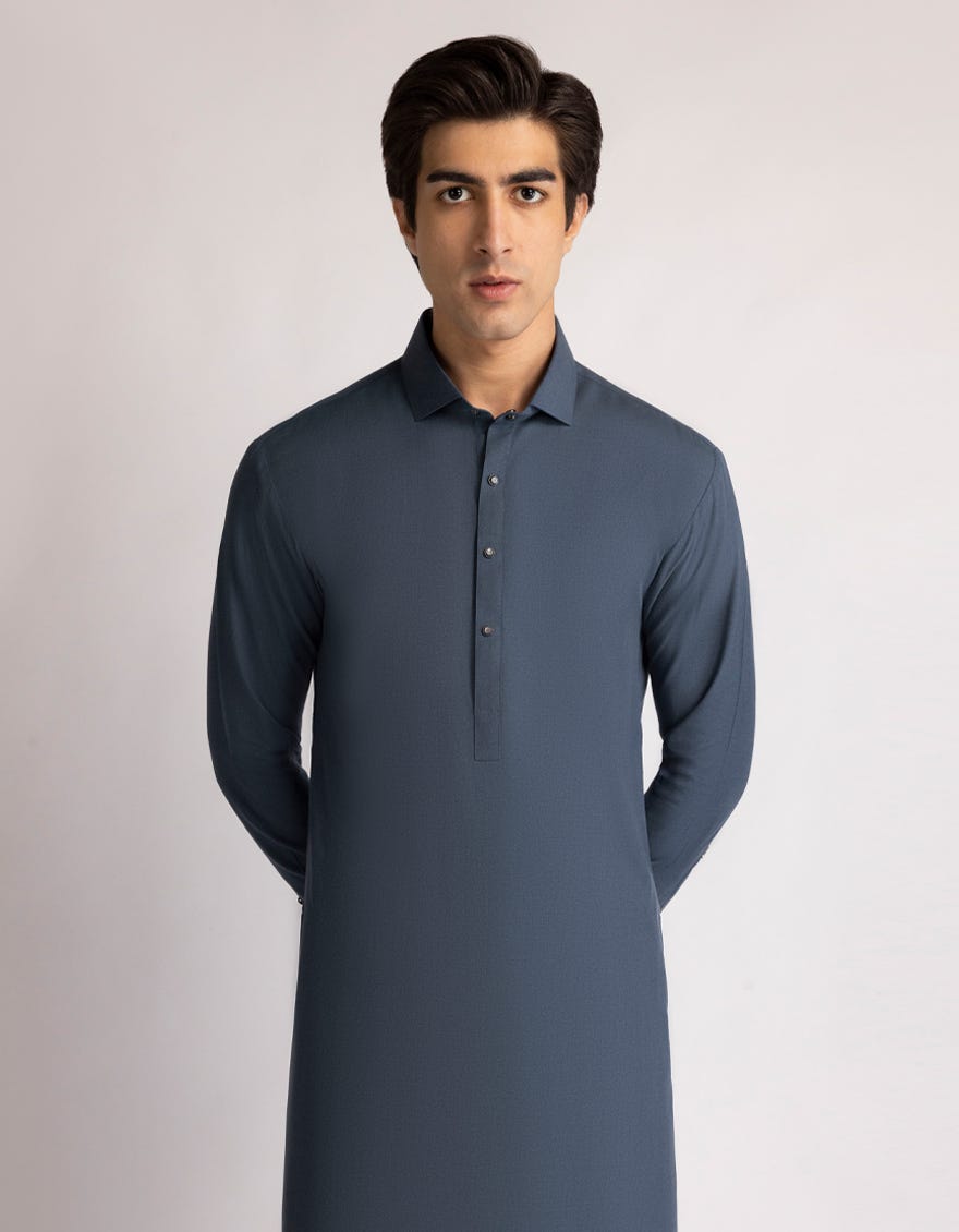DULL BLUE CASUAL KAMEEZ SHALWAR