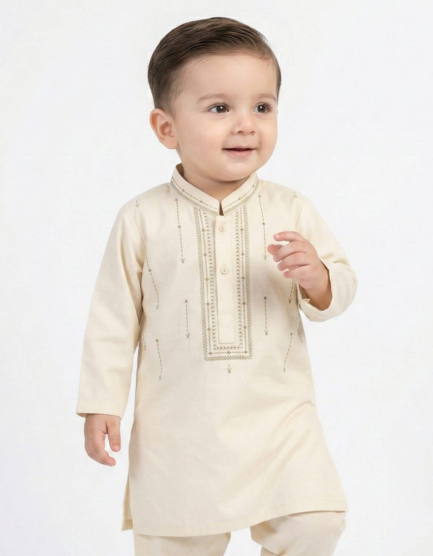 CREAM SEMI-FORMAL KAMEEZ SHALWAR