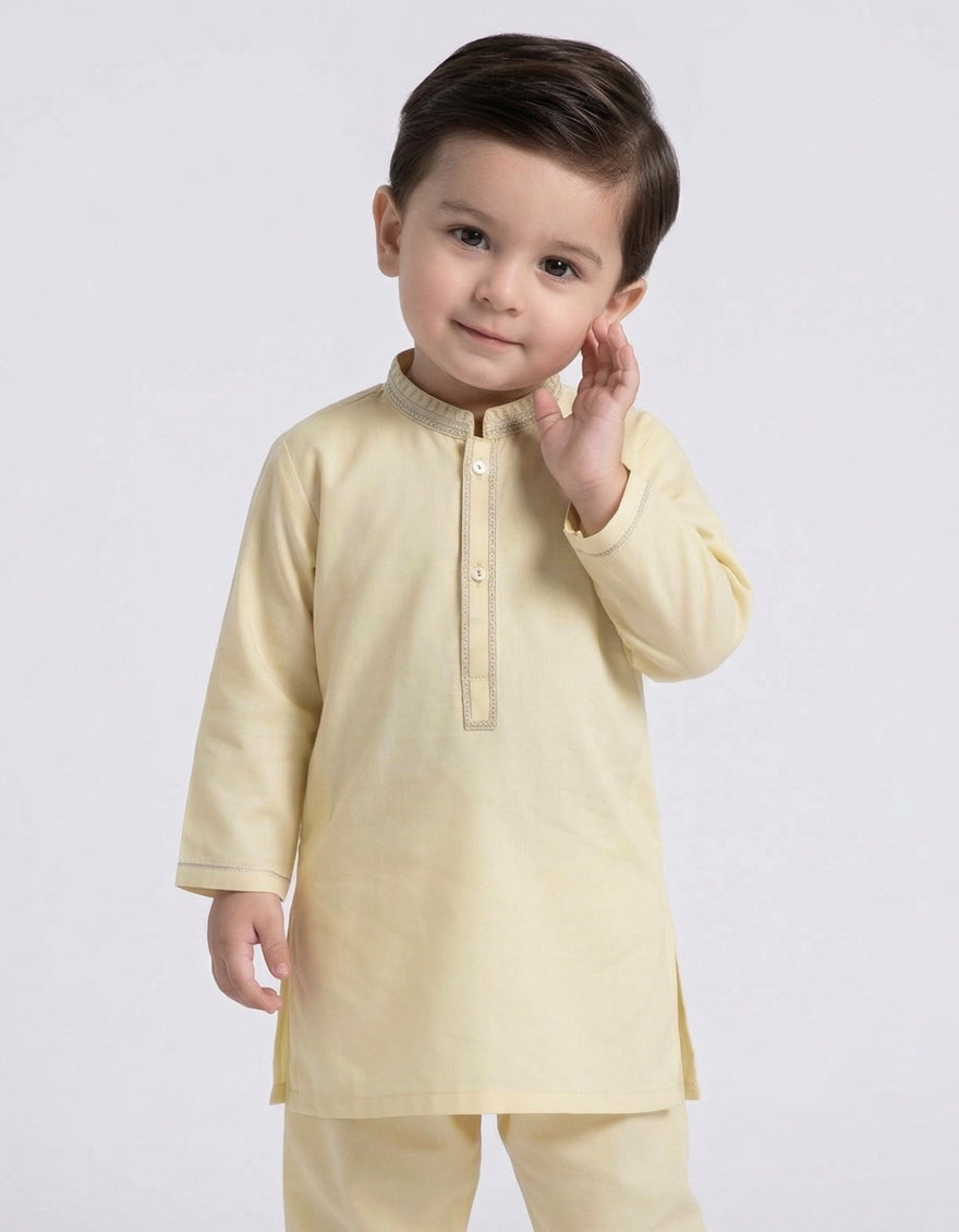 LIGHT YELLOW SEMI-FORMAL KAMEEZ SHALWAR