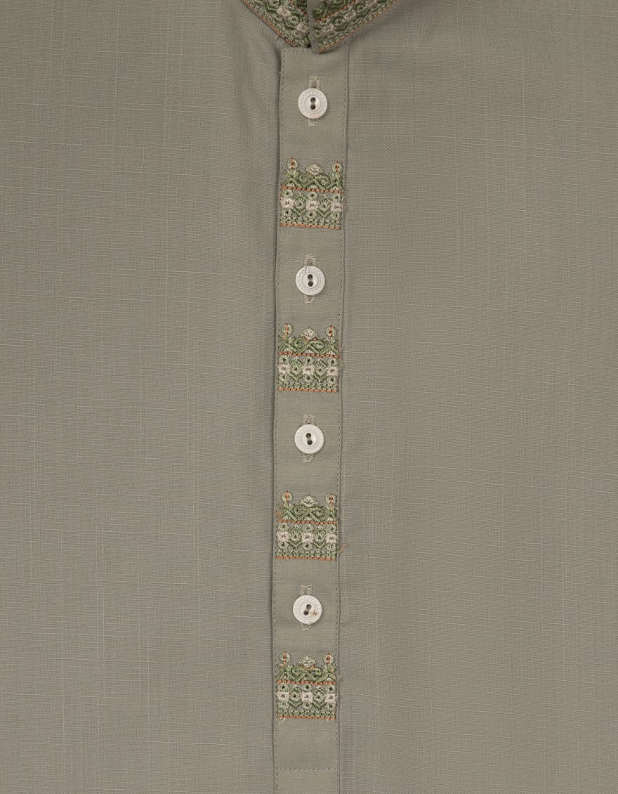 CEMENT GREEN SEMI-FORMAL KURTA TROUSERS