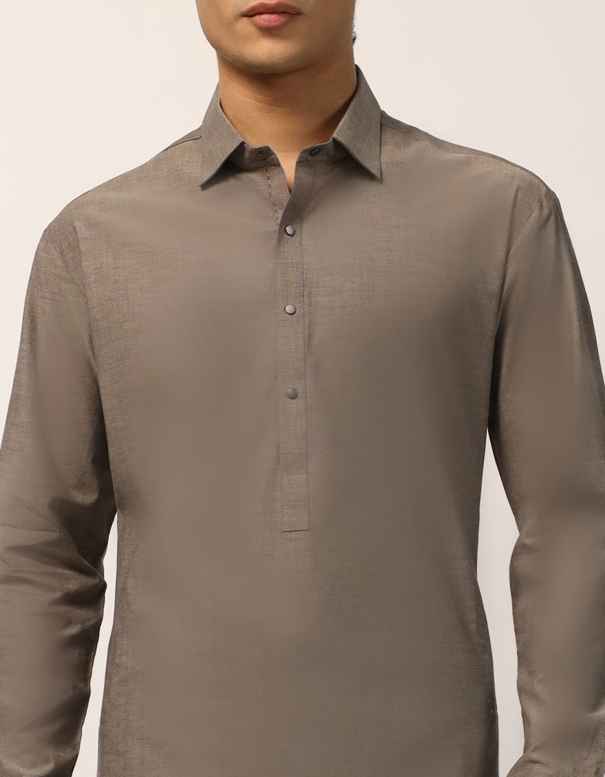 BROWN COTTON CASUAL KAMEEZ SHALWAR