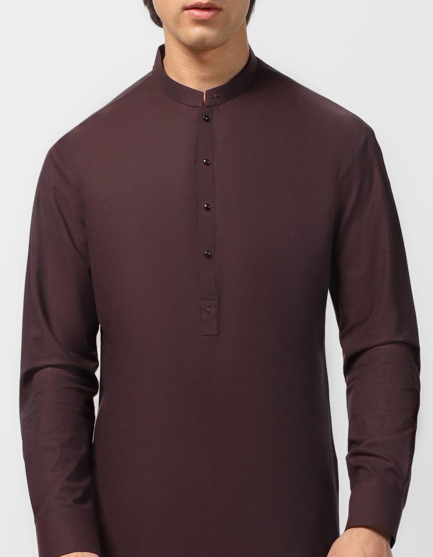 MAROON COTTON CASUAL KAMEEZ SHALWAR